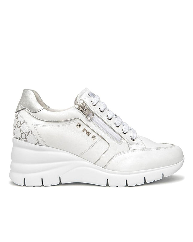 NeroGiardini Sneakers con Zeppa in Pelle Bianca - MARIO SPATARELLA