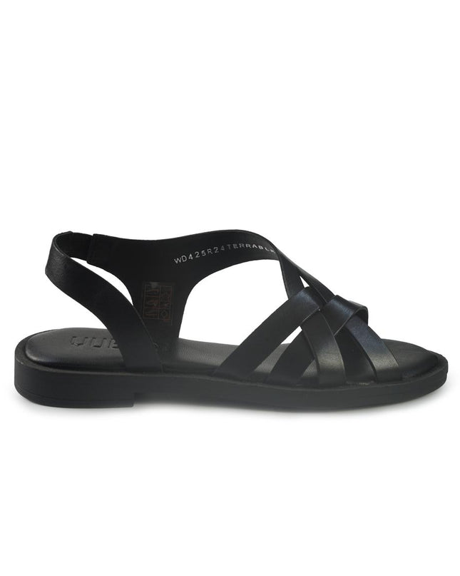 Vueva Sandali Flat Donna in Pelle Nero - MARIO SPATARELLA