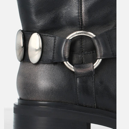 Bruno Premi Stivali Biker Donna in pelle Nero OL ALIA BM4101 GUN Bruno Premi 