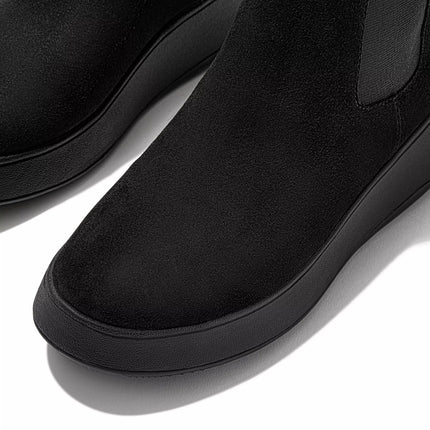 FitFlop Stivaletti Donna Flatform Chelsea con Zeppa in Camoscio Nero FK3 F-MODE BLACK FitFlop 