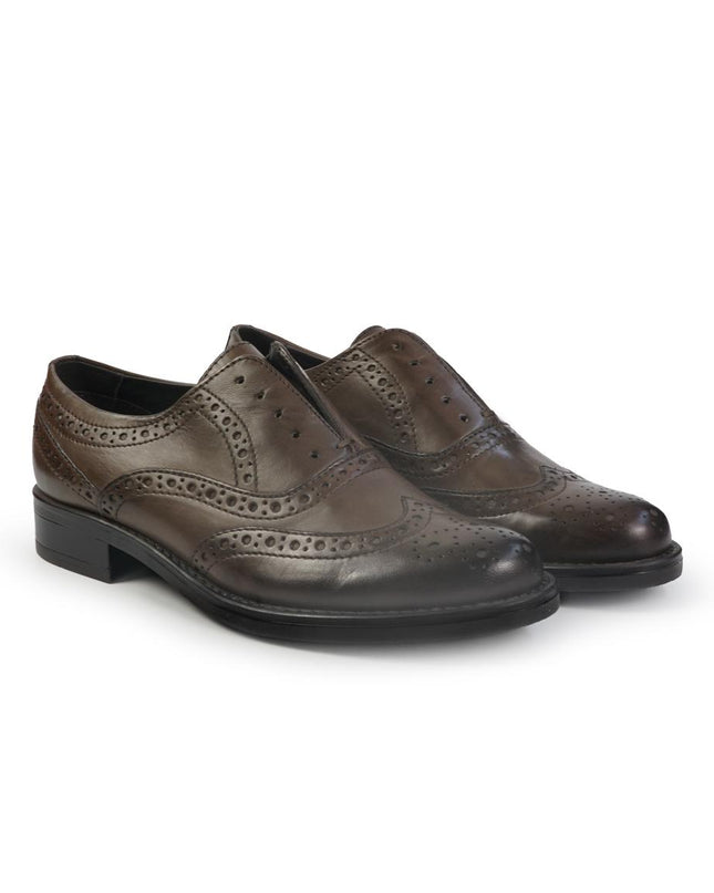 Vueva Mocassino Francesina Donna con Impuntura in Pelle Marrone WS177R10 MARTINA BROWN Vueva 