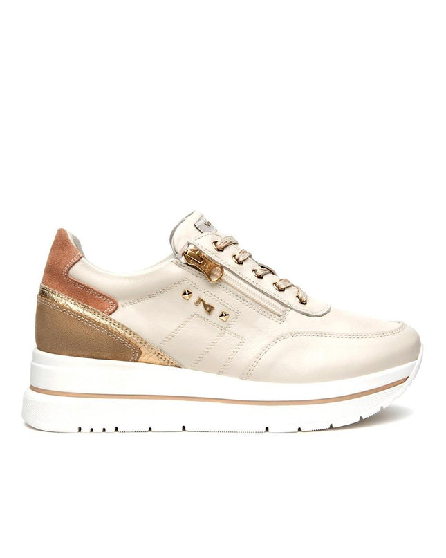 NeroGiardini Sneakers Donna in Pelle Avorio con Lacci e Zip - MARIO SPATARELLA