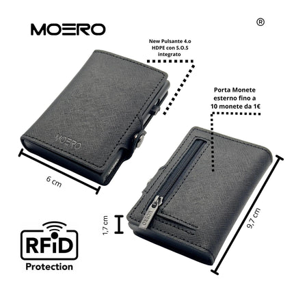 Moero Saffiano Black Zip Portafoglio Slim SAFFIANO BLACK ZIP NERO Moero 