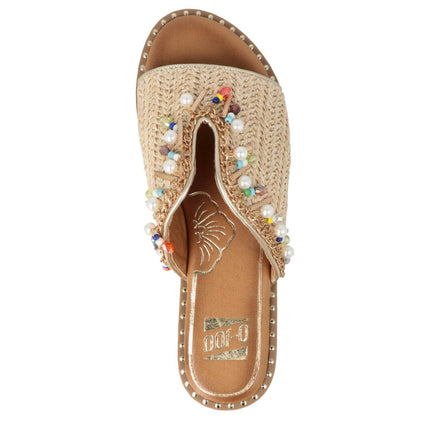 O-Joo Sandalo Flat Donna in Tessuto Sabbia Multicolor MILEY CARRIBEAN NATURAL O-JOO 