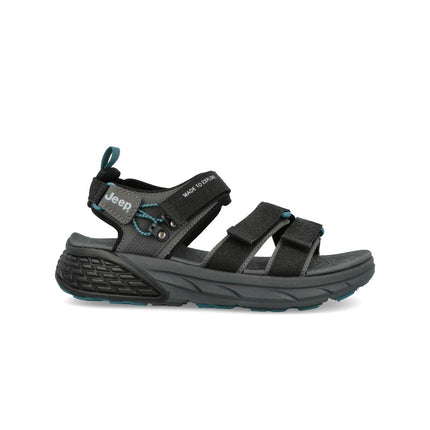 Jeep Sandali Uomo con Doppio Velcro in Tessuto Nero GROOVE SANDAL BLACK Jeep Footwear 