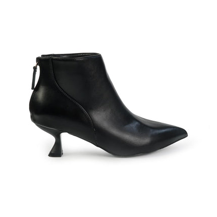 Stivaletti alla Caviglia Donna Tacco Rocchetto in Pelle Nero - MARIO SPATARELLA