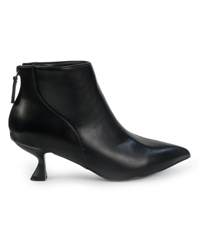 Stivaletti alla Caviglia Donna Tacco Rocchetto in Pelle Nero - MARIO SPATARELLA