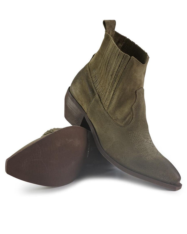 Stivaletto Texano Donna con Impunture in Camoscio Taupe - MARIO SPATARELLA