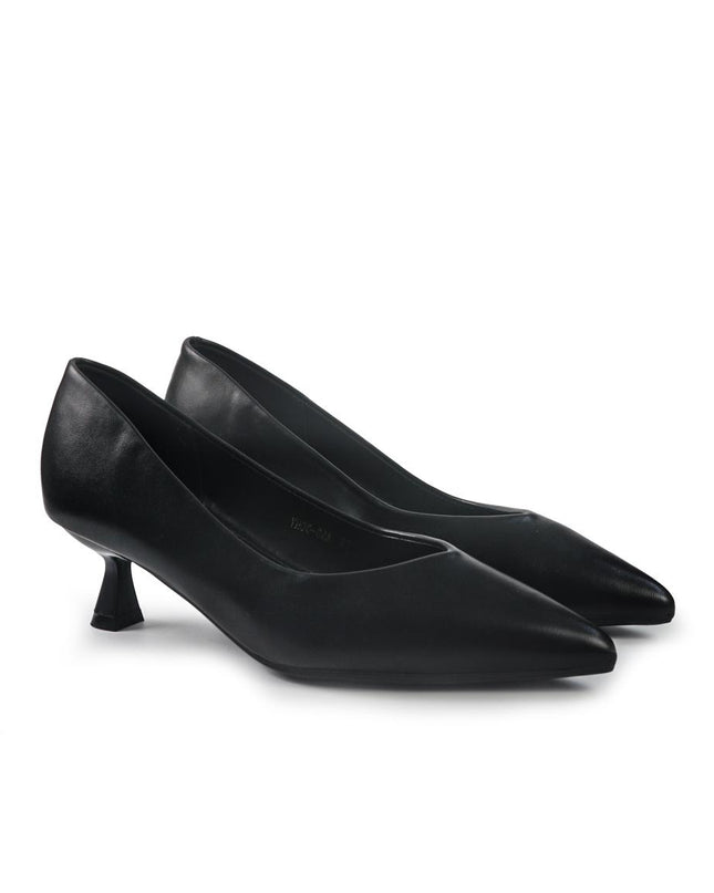 Decollete Donna a Punta Tacco Rocchetto Basso in Pelle Nero YH06-02A BLACK ClaudV 