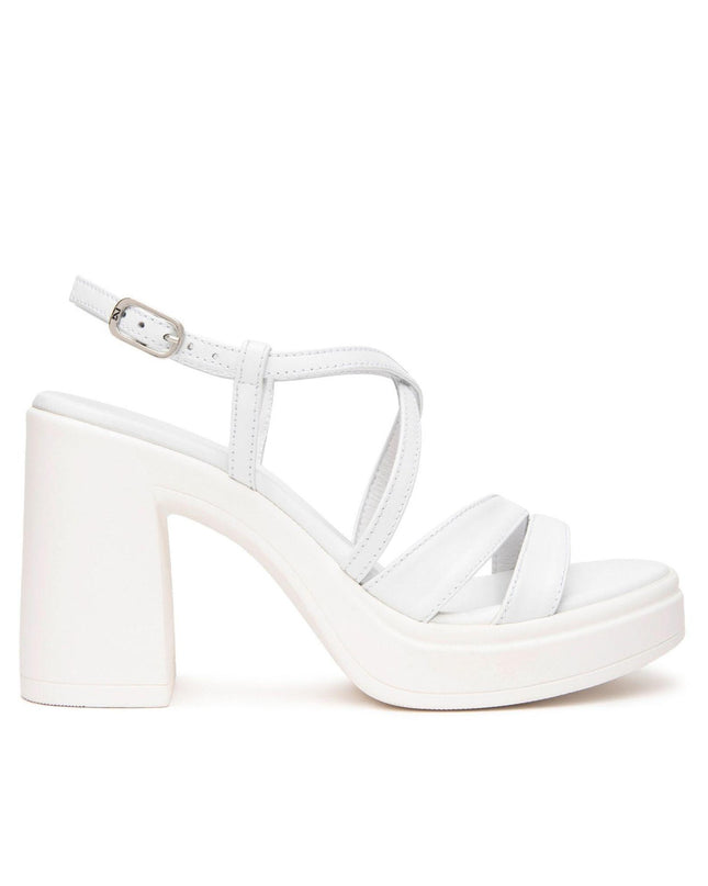 Nero Giardini Sandali Donna con Tacco Alto e Plateau in Pelle Bianca - MARIO SPATARELLA