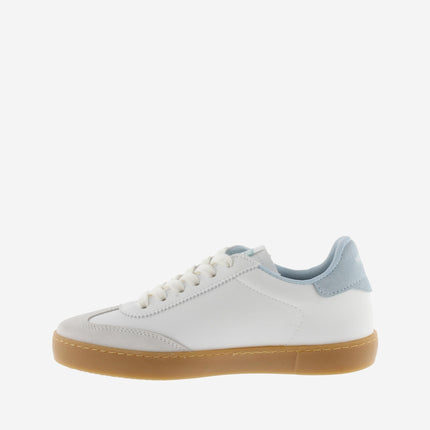Victoria Sneakers Donna Bassa Pelle Bianco Celeste - MARIO SPATARELLA