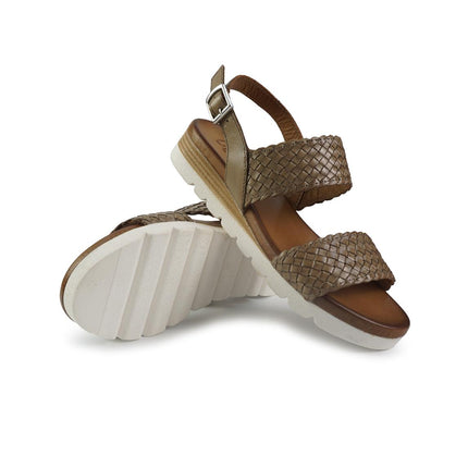 Vueva Sandali Zeppa Bassa Donna in Pelle Taupe WD311R22 TEUPE Vueva 