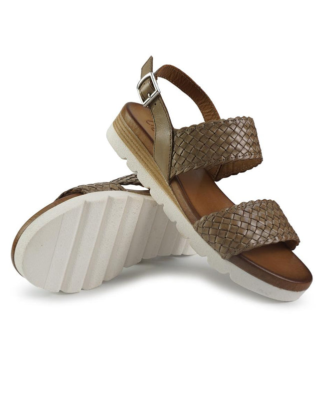 Vueva Sandali Zeppa Bassa Donna in Pelle Taupe WD311R22 TEUPE Vueva 