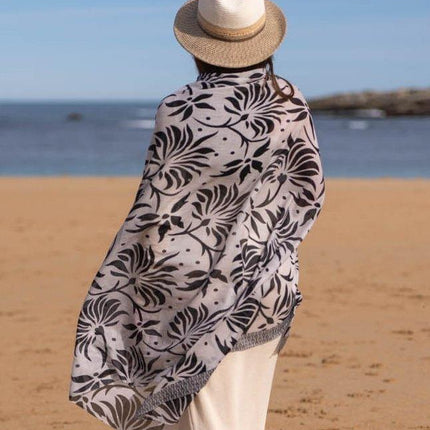Foulard Pareo in Cotone Stampato Fantasia Nero ACT118C COTTON NEGRO Colores de Otono 