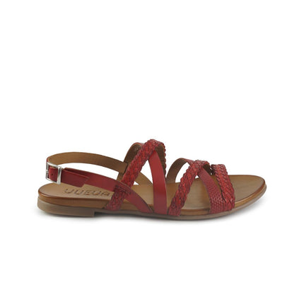 Vueva Sandali Flat Donna in Pelle Rosso WD133R89 RED Vueva 