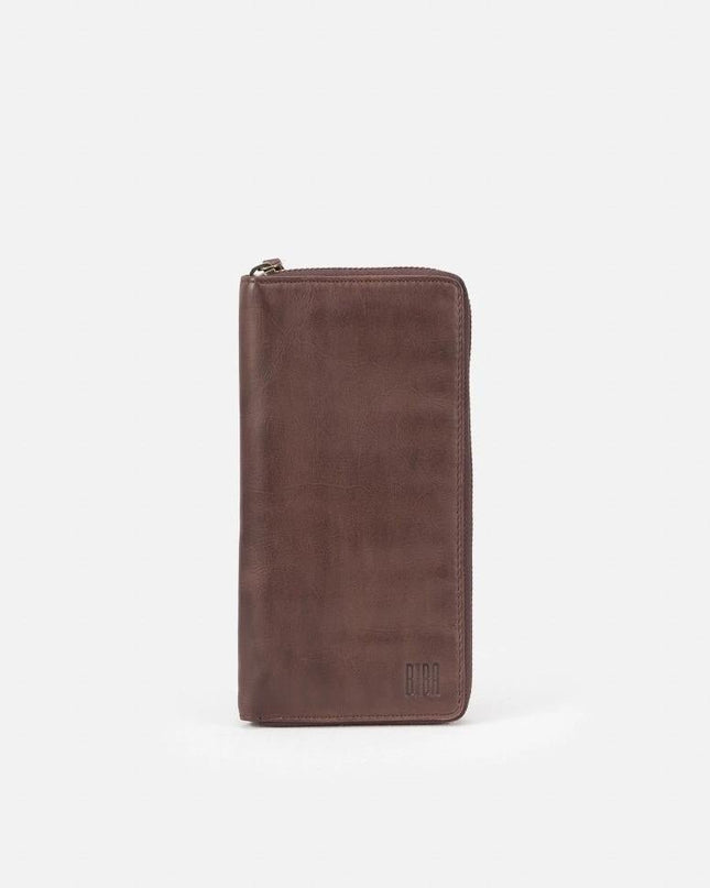 Biba Portafogli Donna Lungo con Zip in Pelle Marrone - MARIO SPATARELLA