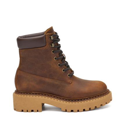 Frau Anfibi Donna in Pelle Cuoio Yellow Boot Giallone 78E7 CRAZY TAN Frau 