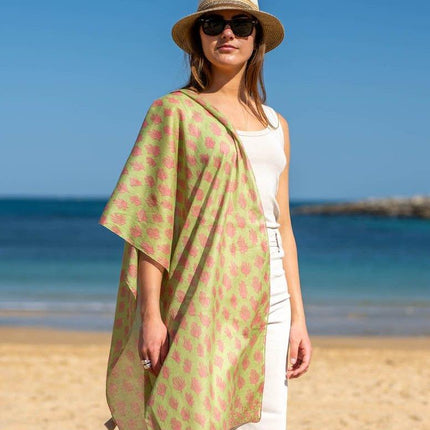 Foulard in Cotone Stampato Fantasia Verde ACT128F COTTON GREEN Colores de Otono 