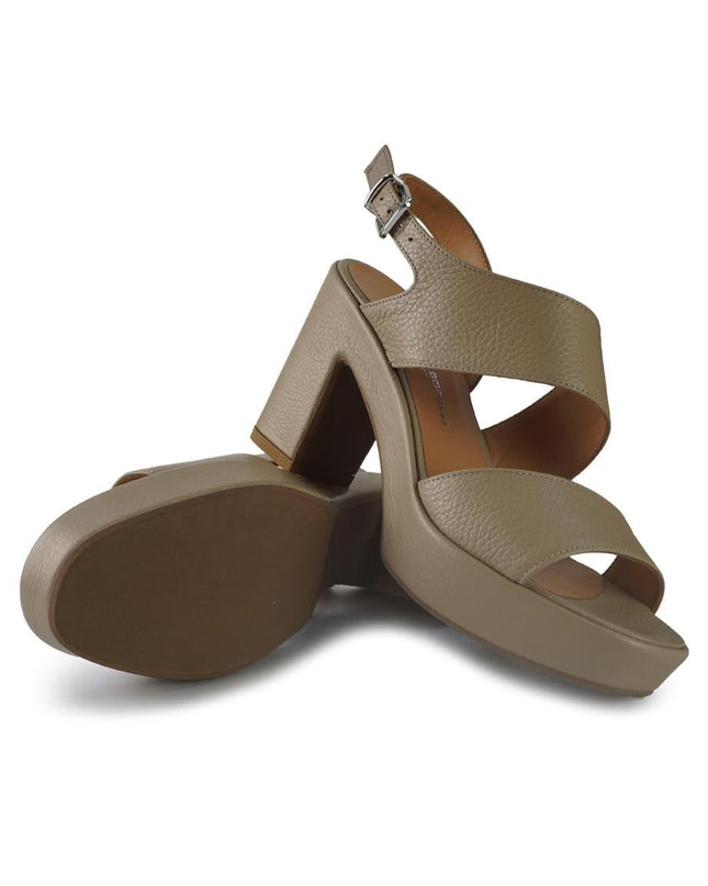 Gianmarco Sorelli Sandali Donna con Tacco e Plateau in Pelle Fango - MARIO SPATARELLA