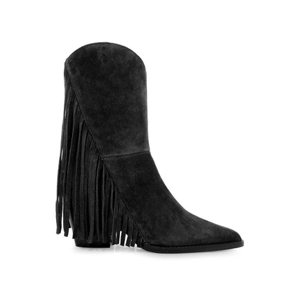 Tsakiris Mallas Stivali Texani Donna con Frange in Camoscio Nero 515 ORLANDO BLACK Tsakiris Mallas 