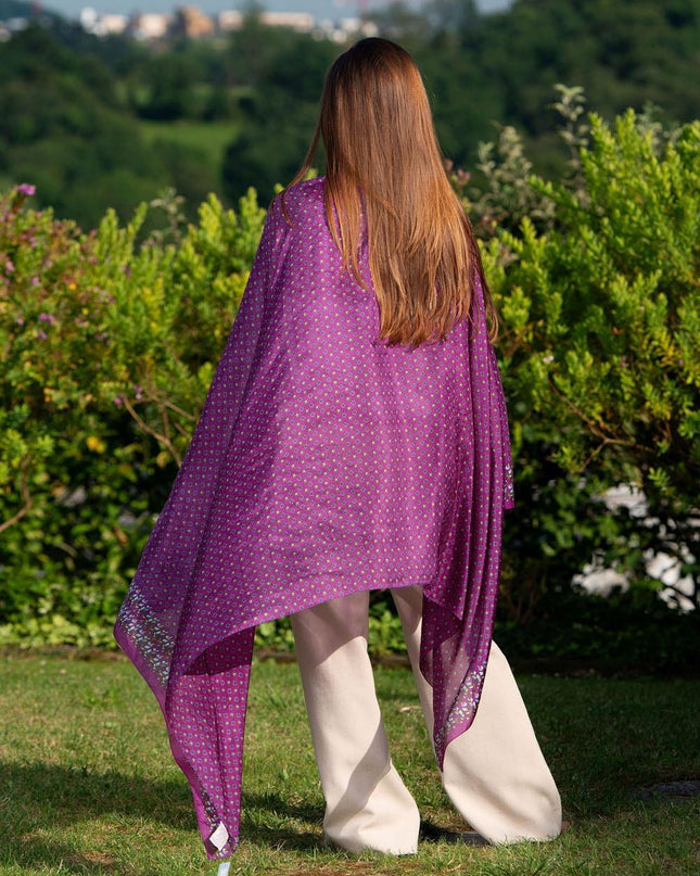 Foulard Pareo in Seta Stampa Viola ASK79C SILK MORADO Colores de Otono 
