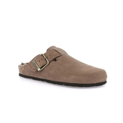 Grunland Pantofola Sabot Donna in Camoscio Tortora con Fodera Peluche - MARIO SPATARELLA