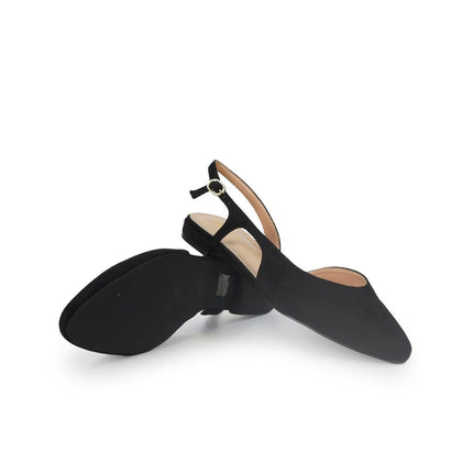ClaudV Chanel Donna Sling Back Tacco Basso in Camoscio Nero - MARIO SPATARELLA