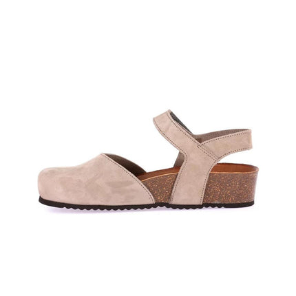 Grunlan Pump Sandali con Zeppa in Pelle Nabuk Taupe SB2412 LEFT TAUPE Grunland 