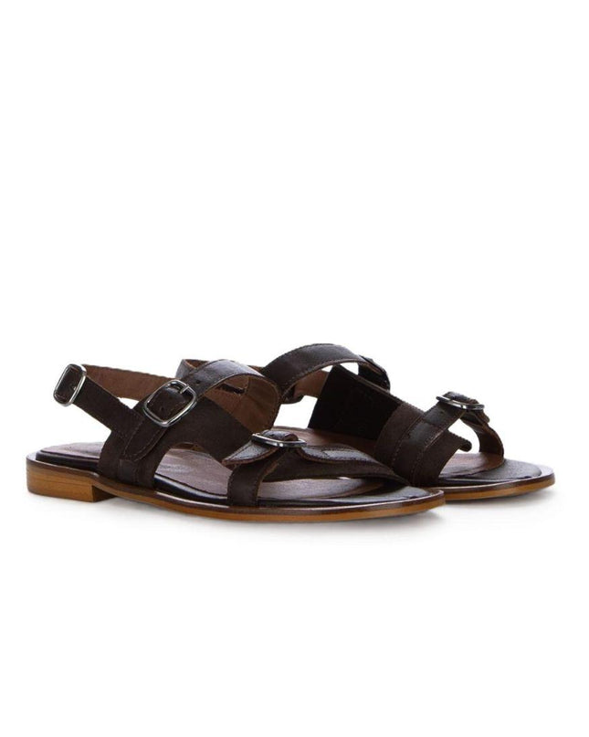 Bueno Sandali Flat Bassi Donna in Camoscio Testa di Moro G1507 BROWN Bueno 