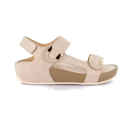 Grunland Sandalo Donna Ciabatta Confort con Velcro in Tessuto Beige - MARIO SPATARELLA