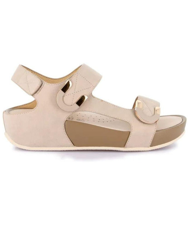 Grunland Sandalo Donna Ciabatta Confort con Velcro in Tessuto Beige - MARIO SPATARELLA