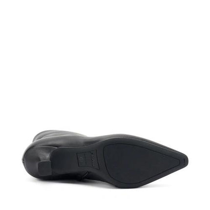 Stivaletti Donna Pelle Nera Tacco Rocchetto 64N4 BLACK Frau 
