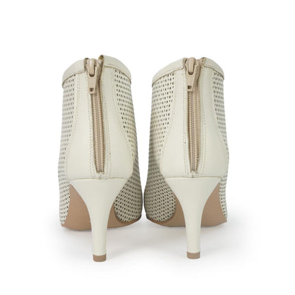 Luis Anne Stivaletto Donna Tacco Stiletto in Pelle Microforata Panna - MARIO SPATARELLA
