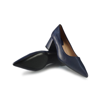 Francesco Milano Decollete in Pelle Blu Tacco Largo F11-01A SACCHETTO NAVY Francesco Milano 
