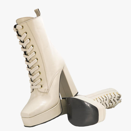 Stivaletti Donna in Pelle con Plateau 788 BEIGE Tsakiris Mallas 