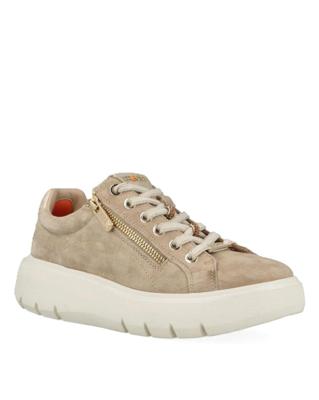 Impronte Sneakers Donna con Lacci e Zip in Camoscio Sabbia - MARIO SPATARELLA