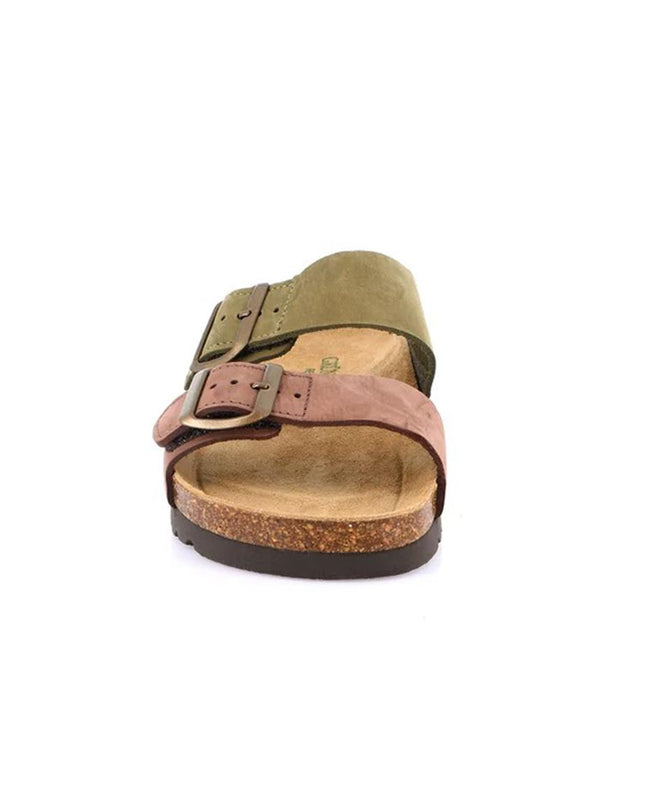 Grunland Sandali Donna Plantare Sughero Doppia Fibbia in Nabuk Bicolore CB2249 HOLA OLIVA MARRONE Grunland 