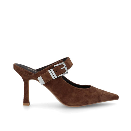 Bruno Premi Sabot Scalzato Tacco Stiletto in Camoscio Tabacco - MARIO SPATARELLA
