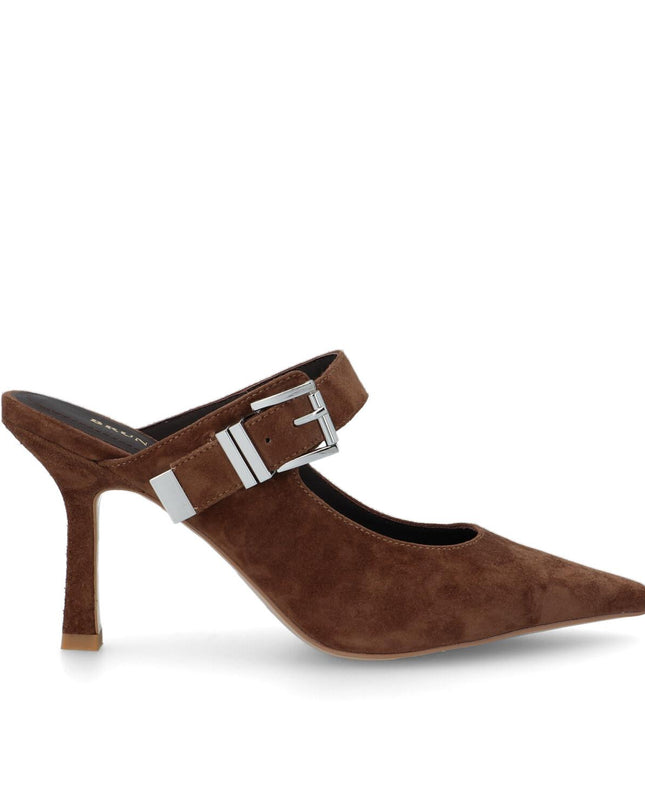 Bruno Premi Sabot Scalzato Tacco Stiletto in Camoscio Tabacco - MARIO SPATARELLA