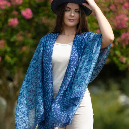 Foulard Pareo in Seta Stampa Blu ASK260C AZUL OSCURO Colores de Otono 