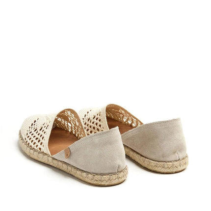 Verbenas Espadrillas Bassa da Donna in Tessuto Bianco CARMEN CROCHET CRUDO Verbenas 