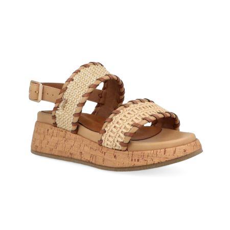 Jeep Sandalo Donna con Zeppa Sughero Beige Multi KARINA RAFFIA NATURAL Jeep Footwear 