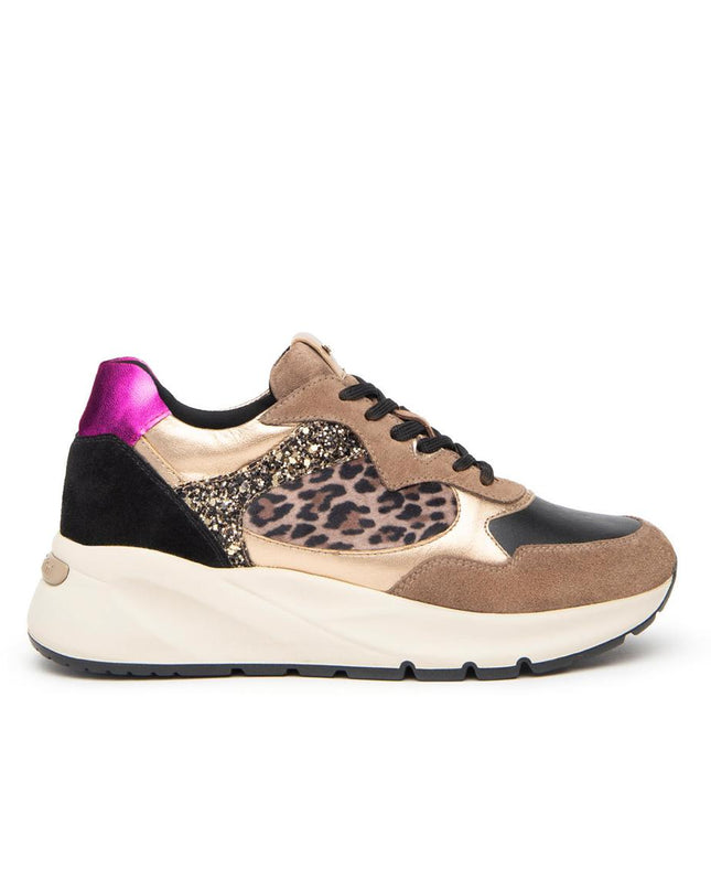 Nero Giardini Sneakers Donna con Zeppa in Camoscio Multicolor Animalier I411531D MOU 442 Nero Giardini 