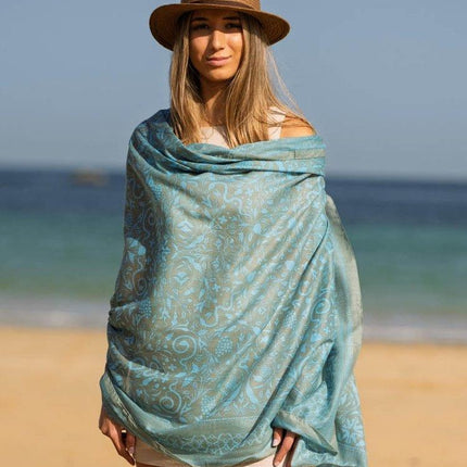 Foulard in Cotone Stampato Fantasia Grigio ACT133C COTTON GRIS Colores de Otono 