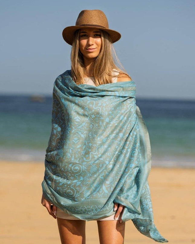Foulard in Cotone Stampato Fantasia Grigio ACT133C COTTON GRIS Colores de Otono 