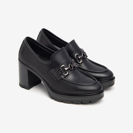 Nero Giardini Mocassini Donna con Tacco in Pelle Nero I411432D NERO 100 Nero Giardini 