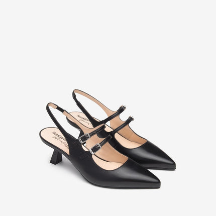 Nero Giardini Chanel a Punta in Pelle Nera Tacco Rocchetto - MARIO SPATARELLA