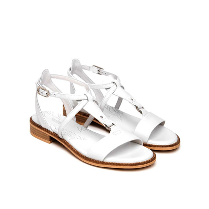 Nero Giardini Sandalo Donna Basso in Pelle Bianca E615895D BIANCO 707 Nero Giardini 