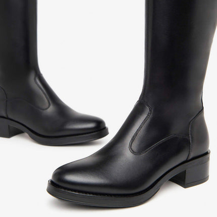 Nero Giardini Stivali Donna Tacco Basso Pelle Nero I411800D NERO 100 Nero Giardini 