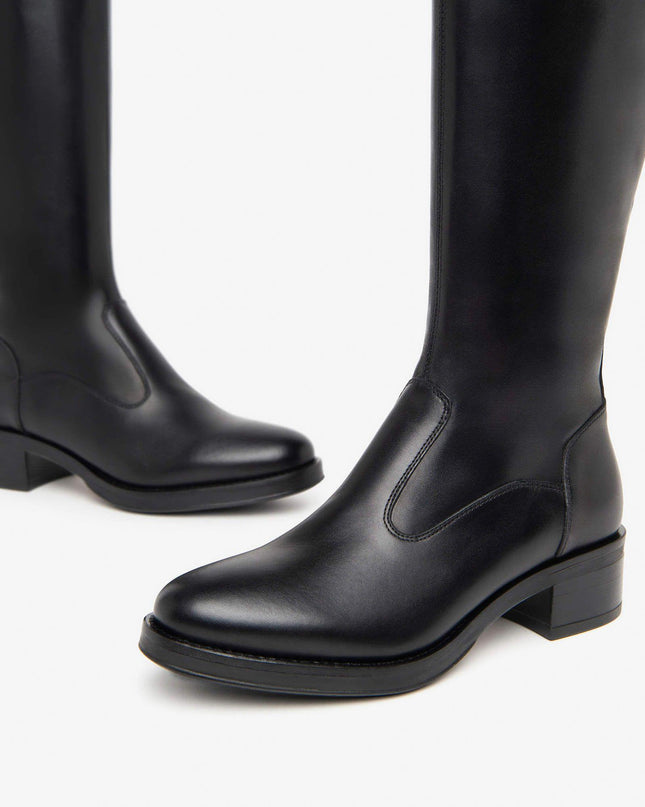 Nero Giardini Stivali Donna Tacco Basso Pelle Nero I411800D NERO 100 Nero Giardini 